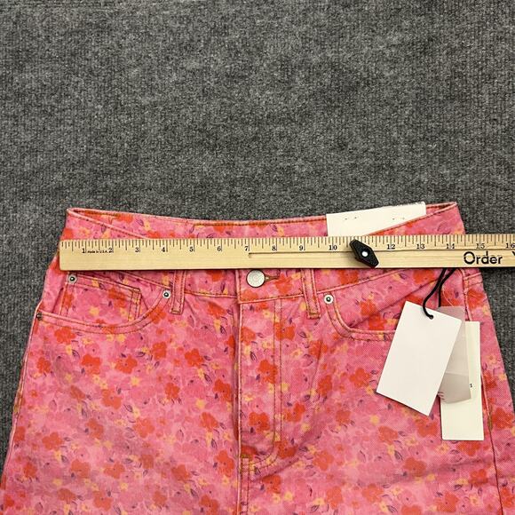 BDG Urban Outfitters Jeans Womens 29 Pink Rose High Rise Flare Floral Pants NWT - Picture 8 of 11